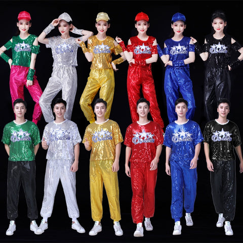 Jazz Dance Costume Adult Female Suit Modern Square Dance Costume Dancing Sequins Cheerleading Costume - Moderndancedress.com