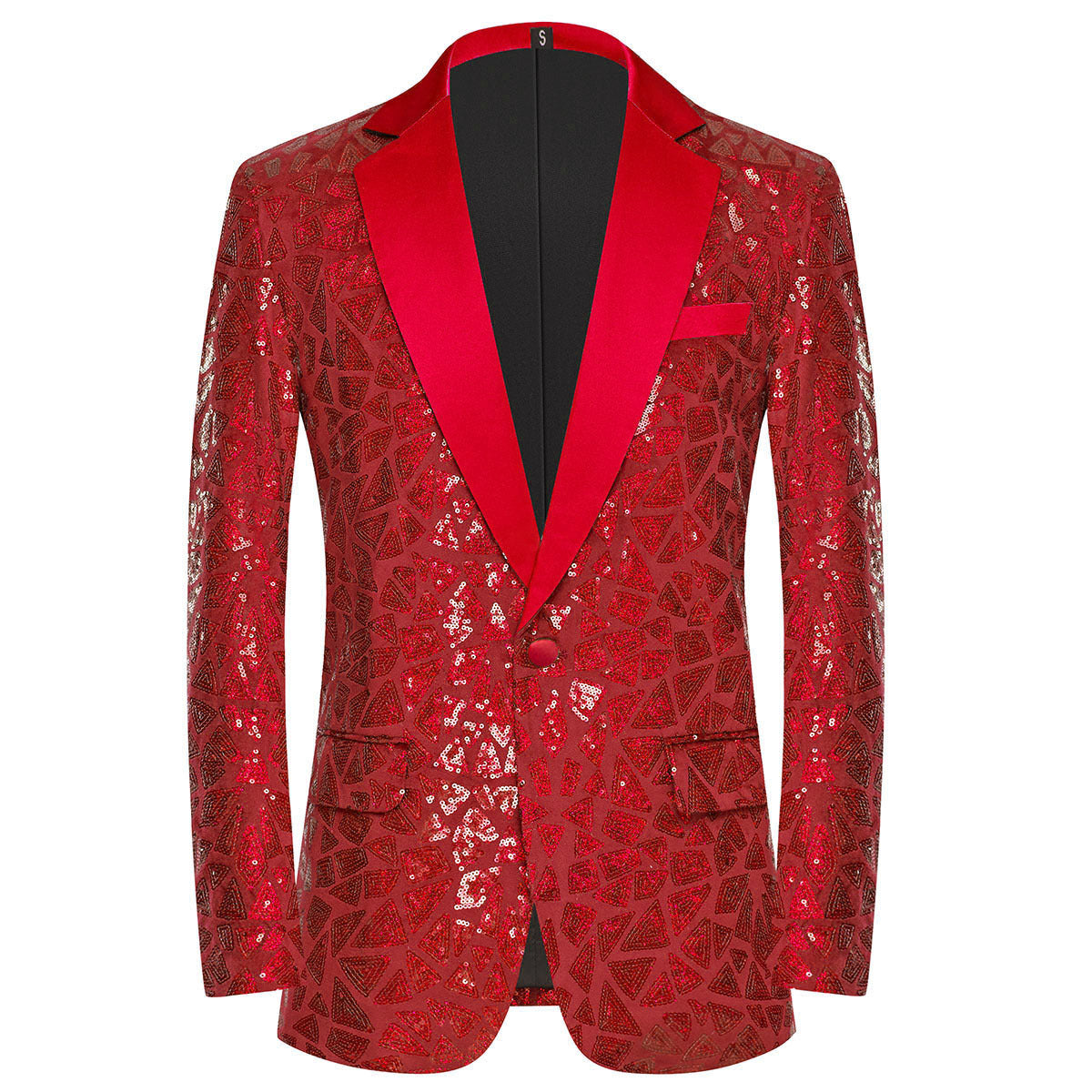 Men's Triangular Sequins Jazz Dance Blazers White Green Red Blue Gold Shiny Singers Host  Chor Party Dress Up Coats Band Performance Jackets for Man - Moderndancedress.com