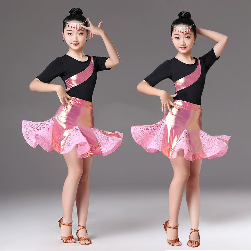 Latin dance children's Latin clothing split dance skirt training clothes new regulations - Moderndancedress.com