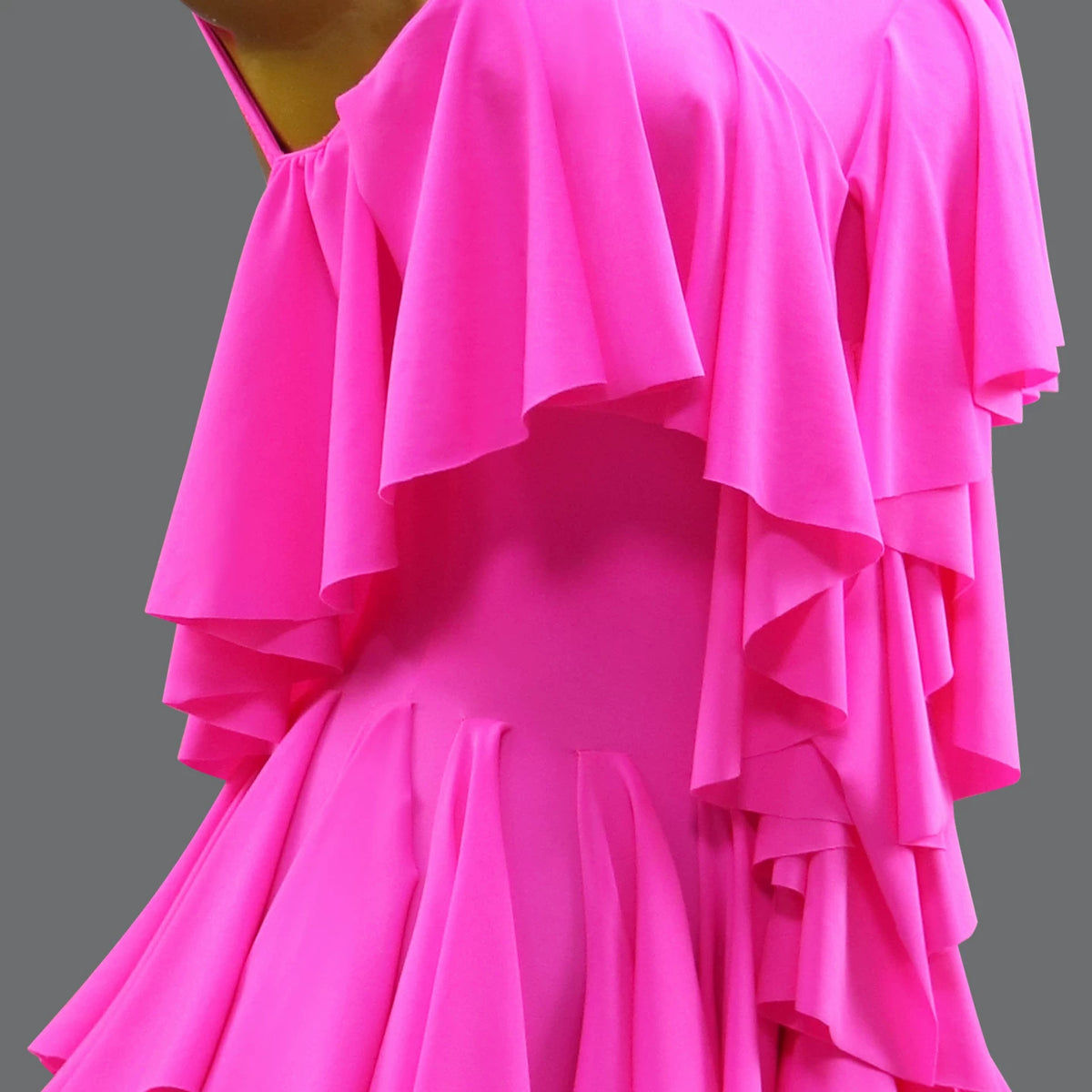 Custom Orange Latin Dance Competition Dress Tiered Ruffle Fringe Salsa Gown