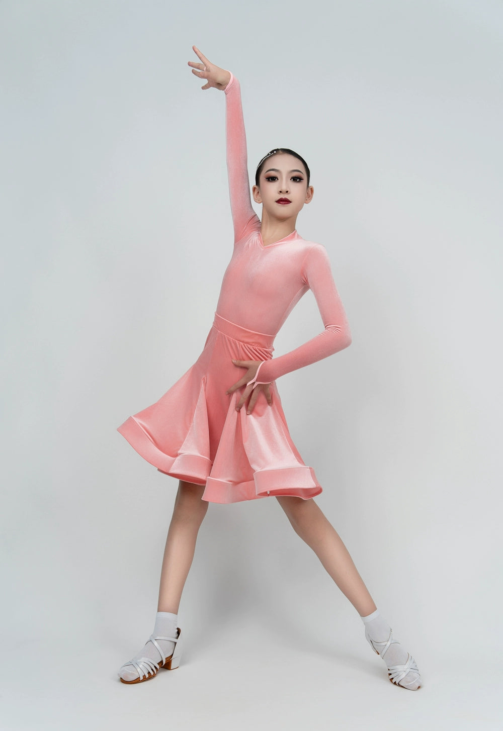 Wine Blue Yellow Latin Dance Competition Dresses for Children Girls Ballroom Salsa Chacha velvet Dance Clothes Party Performance Ball Gown - Moderndancedress.com