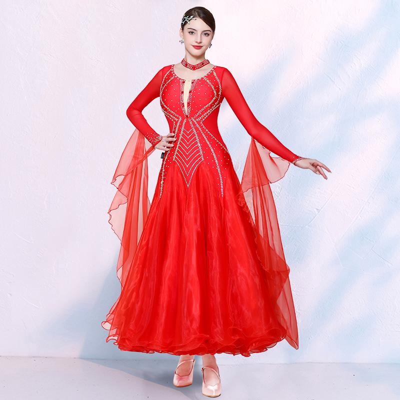 Navy Fuchsia Crystal Ballroom Dance Dresses for Women Girls Waltz Tango Competition Smooth Rhythm Dance Long Gown - Moderndancedress.com