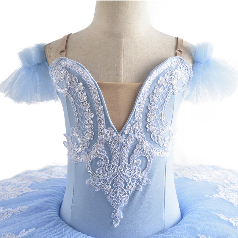 Children's Blue Ballerina TUTU Skirt Ballet Dance Performance Dress for girls Ballet pancake flat tutu for kids - Moderndancedress.com
