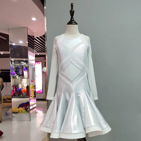 Girls Latin Dance Dresses Latin Skirt Girls Competition Dresses Big Dress Dance Dresses Performing Gonggong Professional Art Examination Performing Dresses - Moderndancedress.com