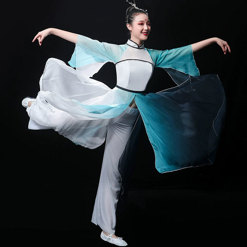 Chinese Folk Dance Costume Classical Dance Costume Performing Dress Chinese Fairy Narcissus Dance Modern Fan Dance Ancient Style Adults - Moderndancedress.com
