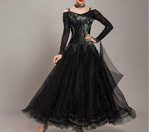 Competition Ballroom dance dress for women girls national standard dance waltz tango foxtrot smooth social dance performance gown for female - Moderndancedress.com