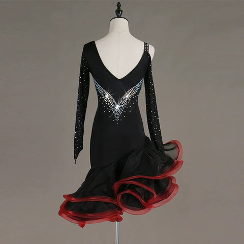 Latin Dance Dresses Women's Training / Performance Spandex / Tulle Tassel / Crystals / Rhinestones Sleeveless High Dress - Moderndancedress.com