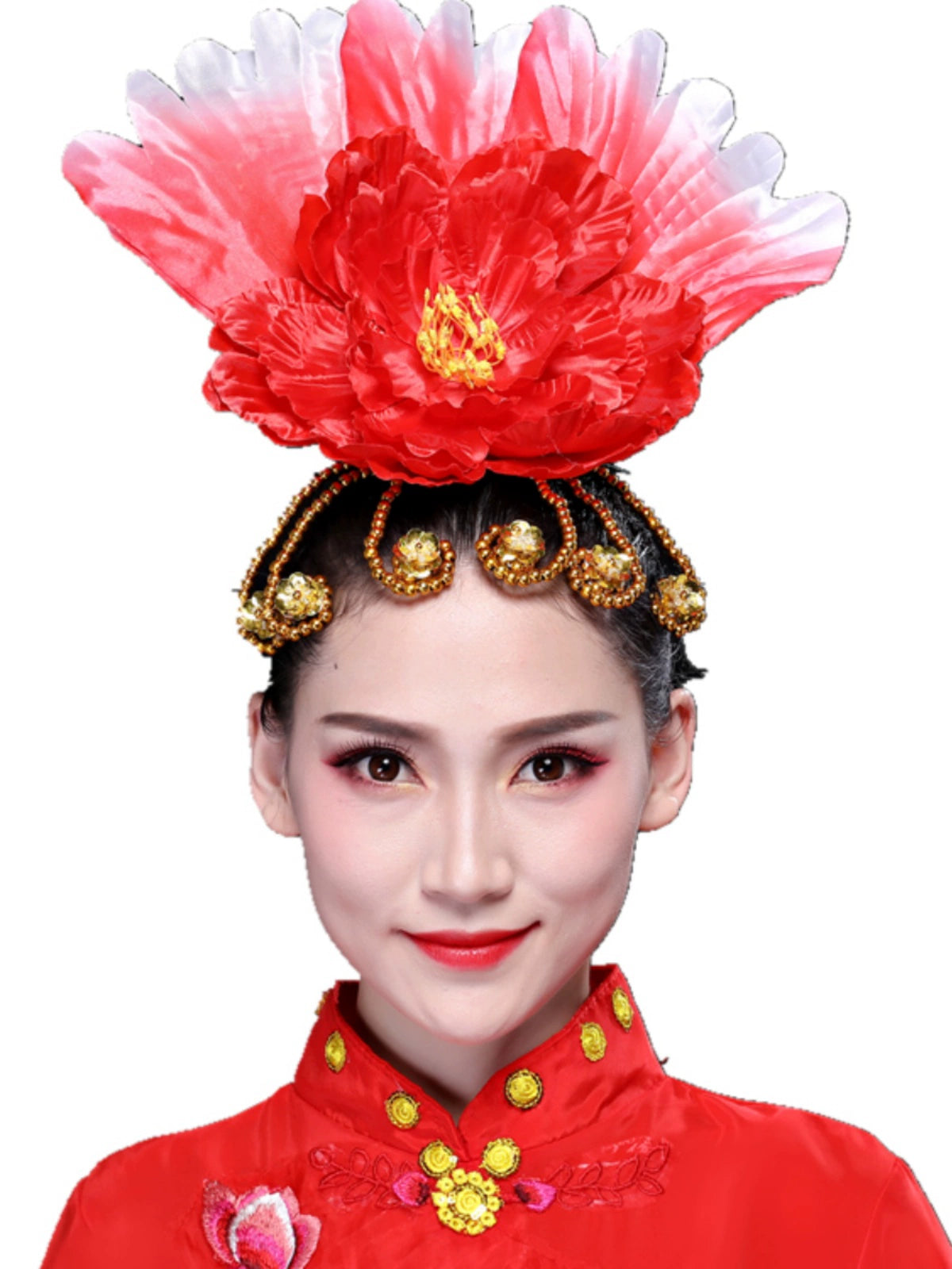 Opening Dance Performance Flowers Headdress for Women Girls Flamenco Dance Pageant Head Piece Peony Petal Head Flower Head Jewelry - Moderndancedress.com