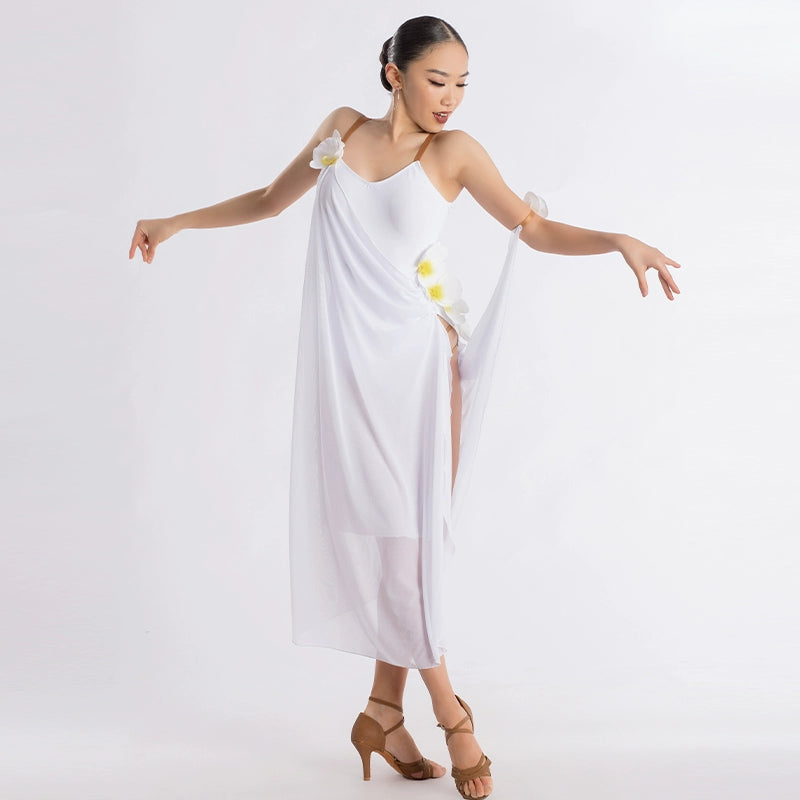 White Latin dance dresses for women girls junvenile salsa rumba chacha latin art test performance costumes for female - Moderndancedress.com