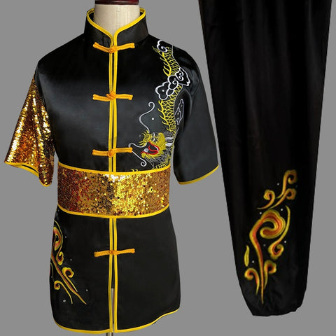 Martial Arts Clothes  Kungfu clothes Changquan Nanquan Wushu Dress Dragon Embroidery Competition Short Sleeves