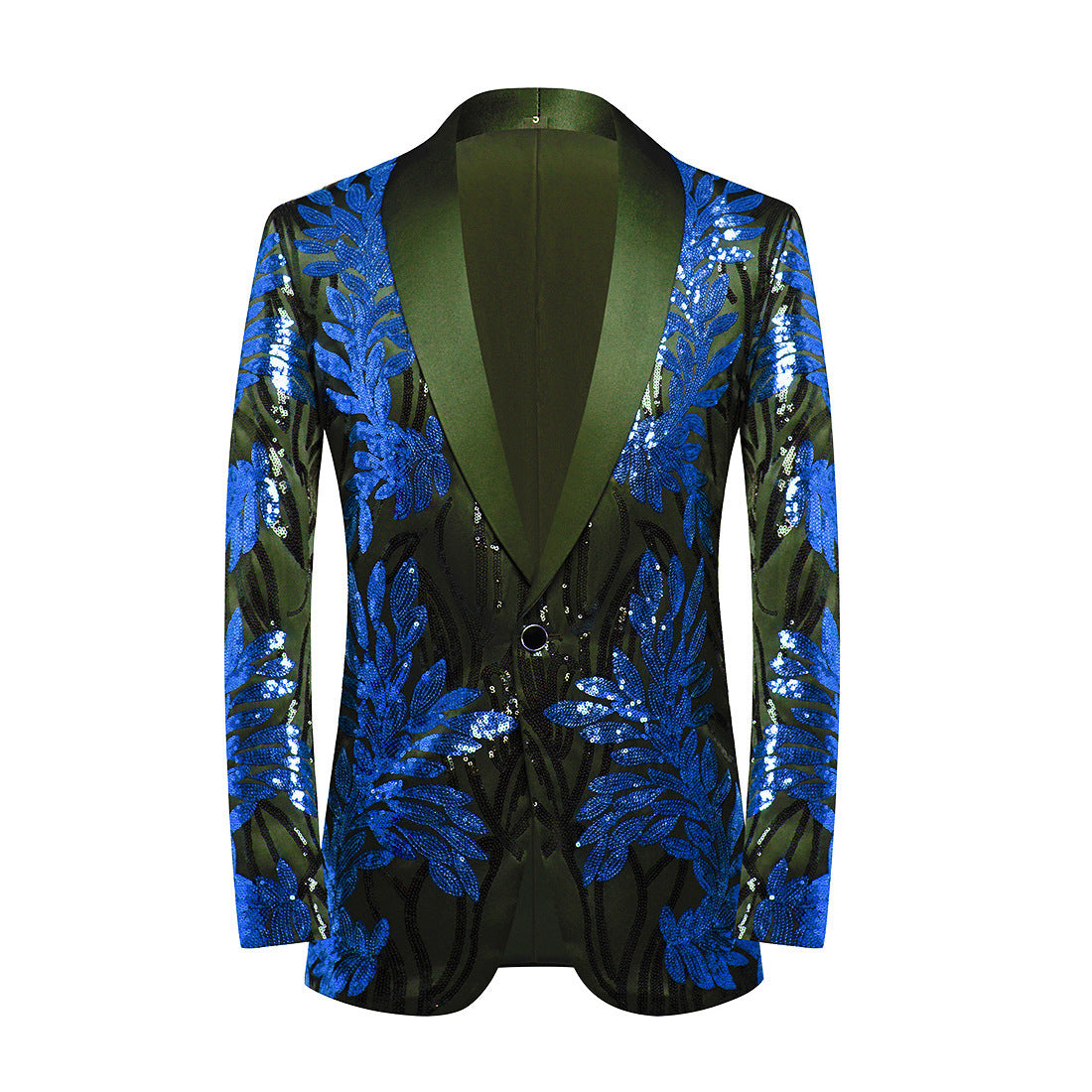 Men's Jazz Dance Costumes Green Blue Gold Sequined  Nightclub Gogo Dancer Performance Blazer Gig Perform Coats - Moderndancedress.com