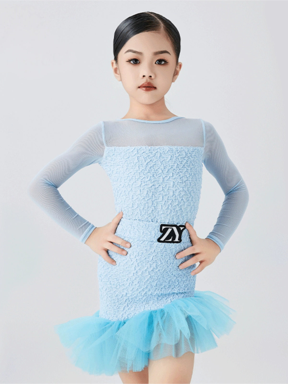 Yellow Light Blue Latin Dance Dresses for Kids Girls Salsa Rumba Chacha Dance Costumes Modern Dance Outfits for Children - Moderndancedress.com