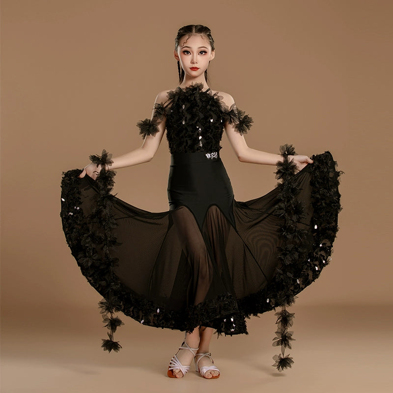 Black Ballroom Dance Dresses for Girls Kids Waltz Tango Professional P – Moderndancedress.com Black Ballroom Dance Dresses for Girls Kids Waltz Tango Professional P – Moderndancedress.com