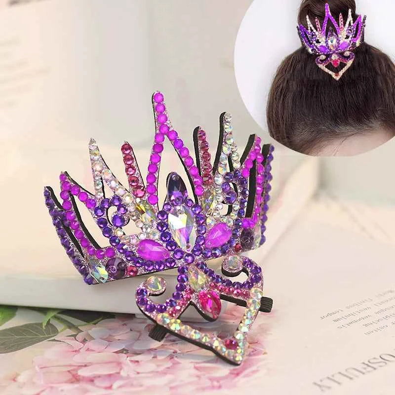 Rhinestone Artistic Gymnastics Figure Skating Crown for Kids Latin Ballroom Competition Performance Headdress