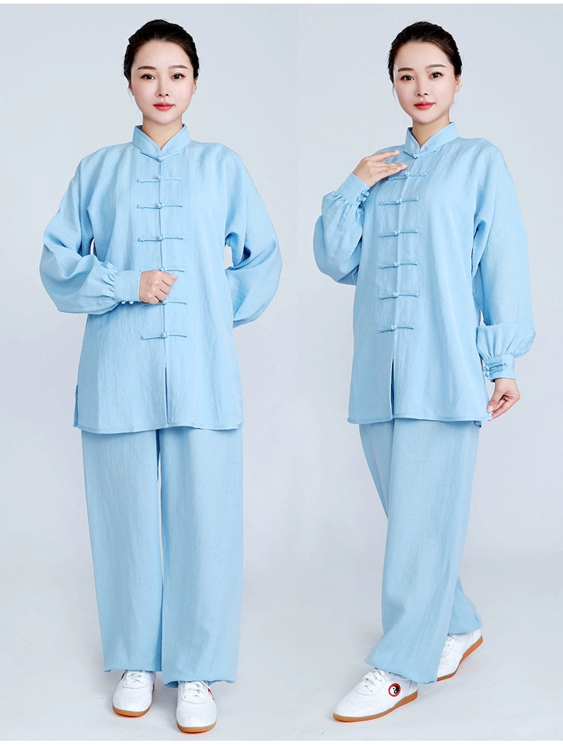 Cotton Linen Tai Chi Clothing for Women Men Chinese Kung Fu Uniforms Morning Exercises Fitness Tai Jiquan Training Clothes - Moderndancedress.com