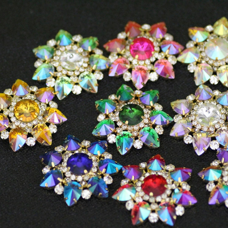 DIY red blue colored rhinestone Dance headdress party clothes shoes bag decorative buckle DIY jewelry headscarf hand sewing 4.3cm - Moderndancedress.com