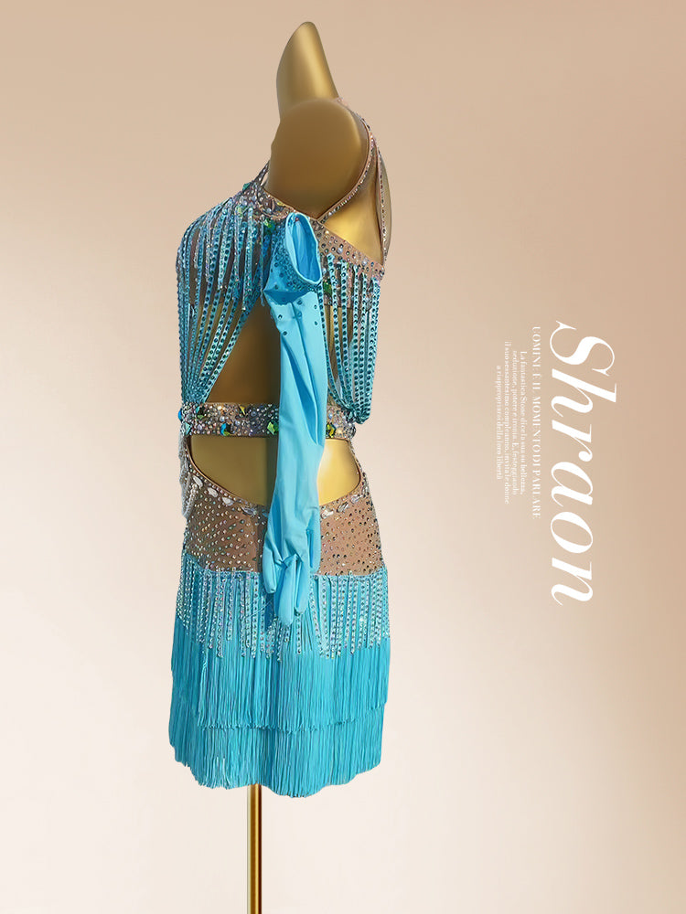 Custom Size Pink Blue Fringe Latin Dance Dresses for Women Girls Salsa Rumba Chacha  Competition Dance Wear - Moderndancedress.com