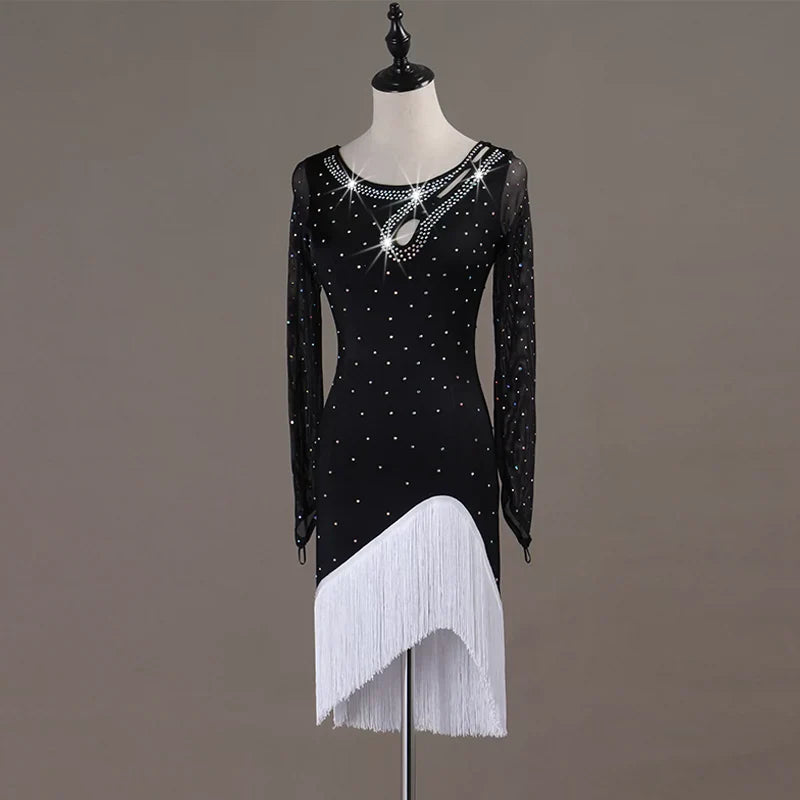 Latin Dance Dresses Women's Performance Spandex / Organza Ruching / Crystals / Rhinestones Sleeveless Dress - Moderndancedress.com