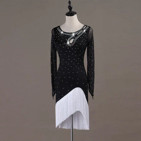 Latin Dance Dresses Women's Performance Spandex / Organza Ruching / Crystals / Rhinestones Sleeveless Dress - Moderndancedress.com