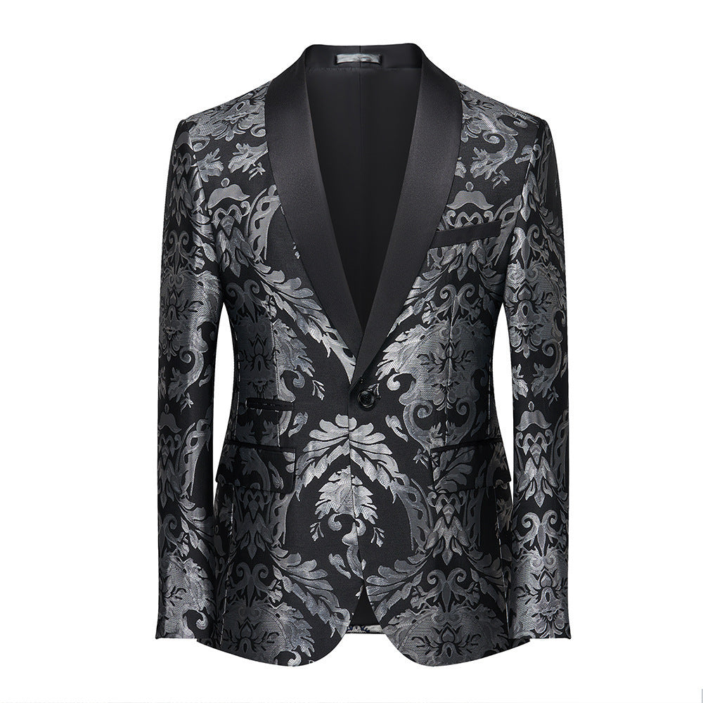 Men's jazz dance dress suit wedding party bridegroom blazers singers host choir music band stage performance jacquard coat for male - Moderndancedress.com