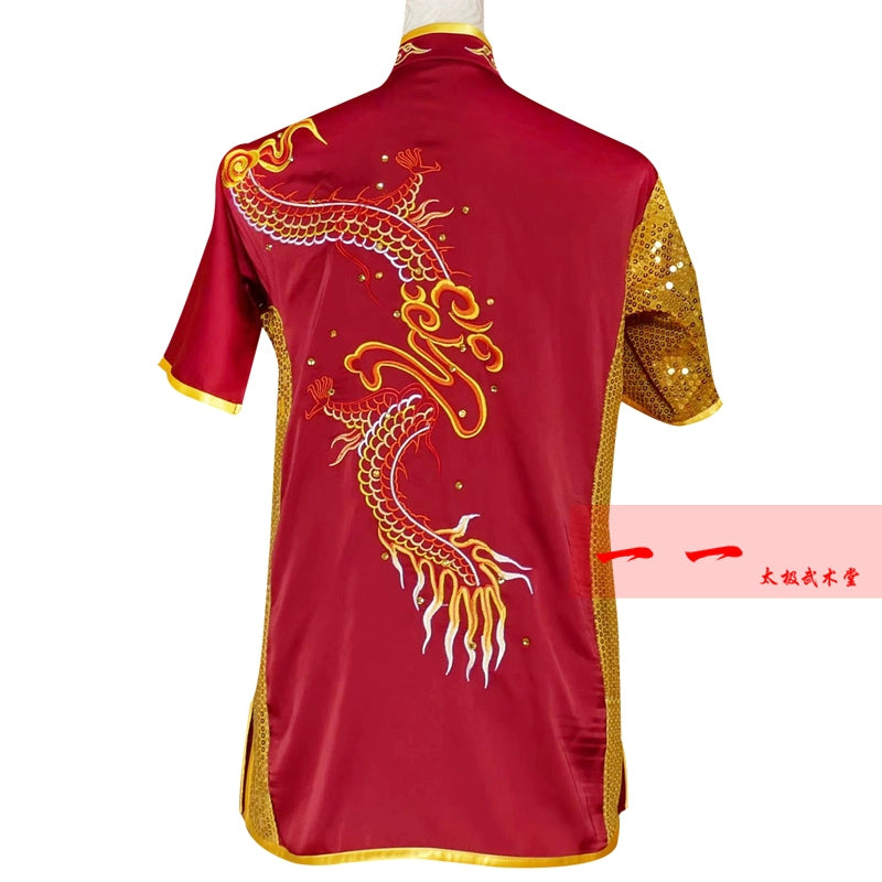 Martial Arts Clothes  Kungfu clothes Short-sleeved Wushu Clothes Embroidered Dragon Long Boxing Competition Children Gonggong Performance Clothes Dancing Sword Dragon Group Youth - Moderndancedress.com