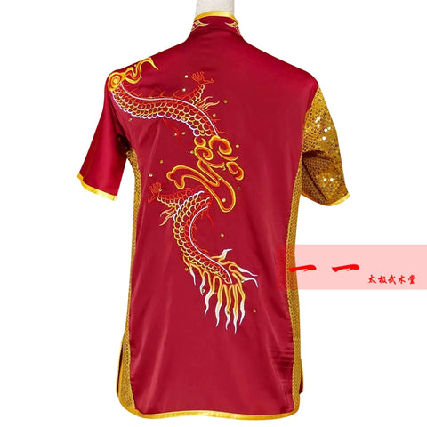 Martial Arts Clothes  Kungfu clothes Short-sleeved Wushu Clothes Embroidered Dragon Long Boxing Competition Clothes Children Performing Gonggong Performance Clothes Dancing Sword Dragon Group Youth