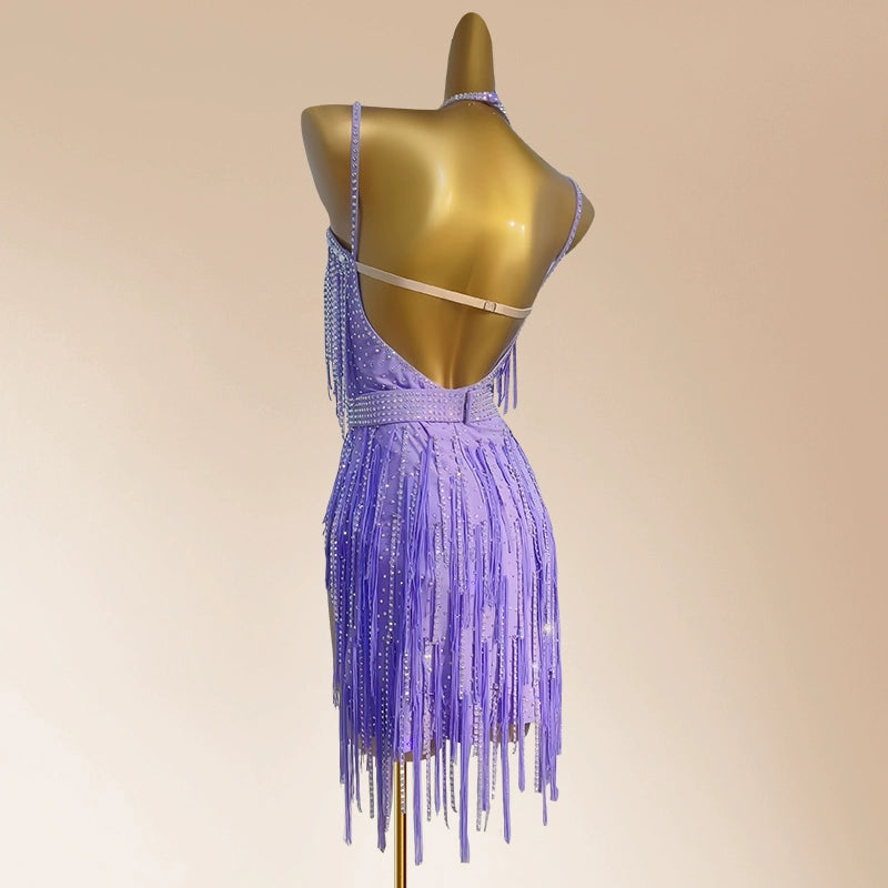 Custom Size Purple Rhinestones Fringe Competiiton Latin Dance Dresses for Women Girls Kids Salsa Rumba Chacha Modern Dance Outfits Moderndancedress.com Custom Size Purple Rhinestones Fringe Competiiton Latin Dance Dresses for Women Girls Kids Salsa Rumba Chacha Modern Dance Outfits Moderndancedress.com