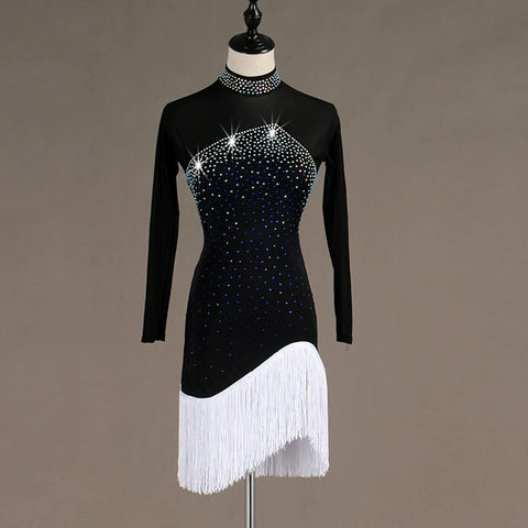 Sexy Latin Dance Competition Dresses Comfortable tassels dress Rhinestones Sleeveless Dress - Moderndancedress.com