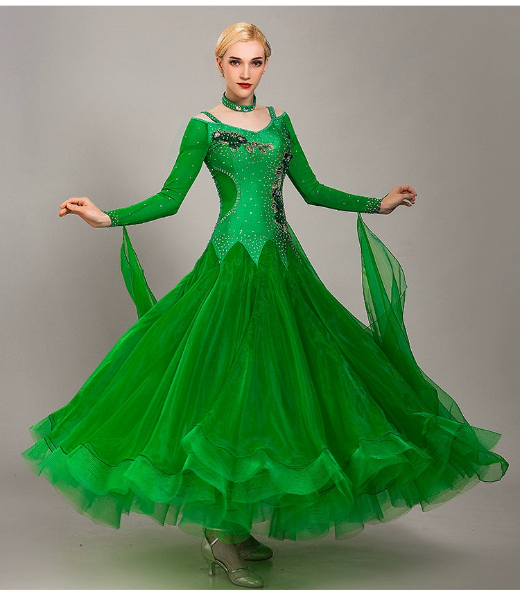 Competition Ballroom dance dress for women girls national standard dance waltz tango foxtrot smooth social dance performance gown for female - Moderndancedress.com
