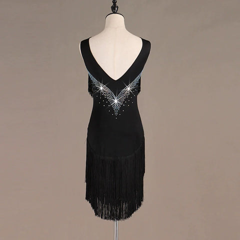 tassels Latin Dance Dresses Latin Dance Competition Dresses / Rhinestones High Dress - Moderndancedress.com
