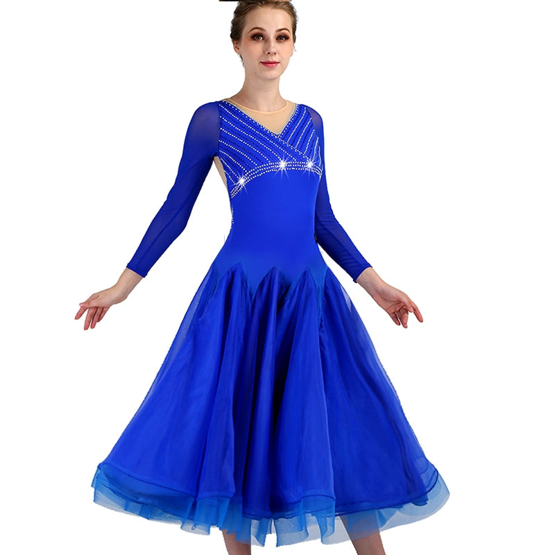 Royal blue Ballroom Dance Dresses for women girls Modern Dance Skirt Performance Competition Waltz Ballroom Waltz Group Dance Skirt