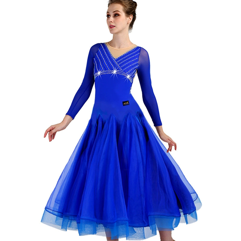 Royal blue Ballroom Dance Dresses for women girls Modern Dance Skirt Performance Competition Waltz Ballroom Waltz Group Dance Skirt