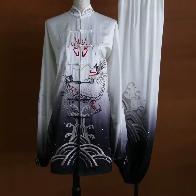Custom Size Competition Tai Chi Clothing for Unisex Martial Arts Changquan Wushu Performance Uniforms Embroidered Dragon - Moderndancedress.com