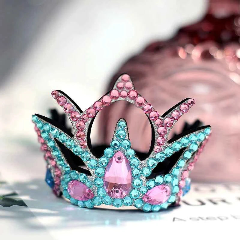 Rhythmic Arts Gymnastics Head Piece for Kids Blue Shiny Figure Skating Dance Rhinestone Crown Hair Band Latin Ballroom Hair Accessories