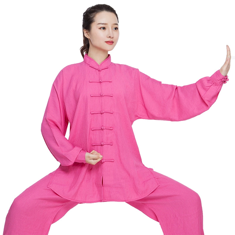 Cotton Linen Tai Chi Clothing for Women Men Chinese Kung Fu Uniforms Morning Exercises Fitness Tai Jiquan Training Clothes - Moderndancedress.com