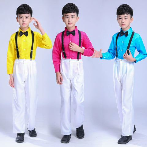 Girls Jazz Dance Costumes Flower Girls Dresses BoysRecitation Dresses Showwear  Belts Primary School Students Chorus Hosts erforming Dresses - Moderndancedress.com