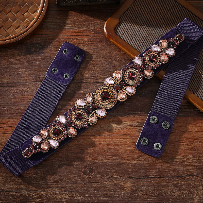 Xinjiang Latin ballroom dance sasehs waistband  diamond elastic waist belt for women girls Uygur dance accessories dancing waist chain - Moderndancedress.com