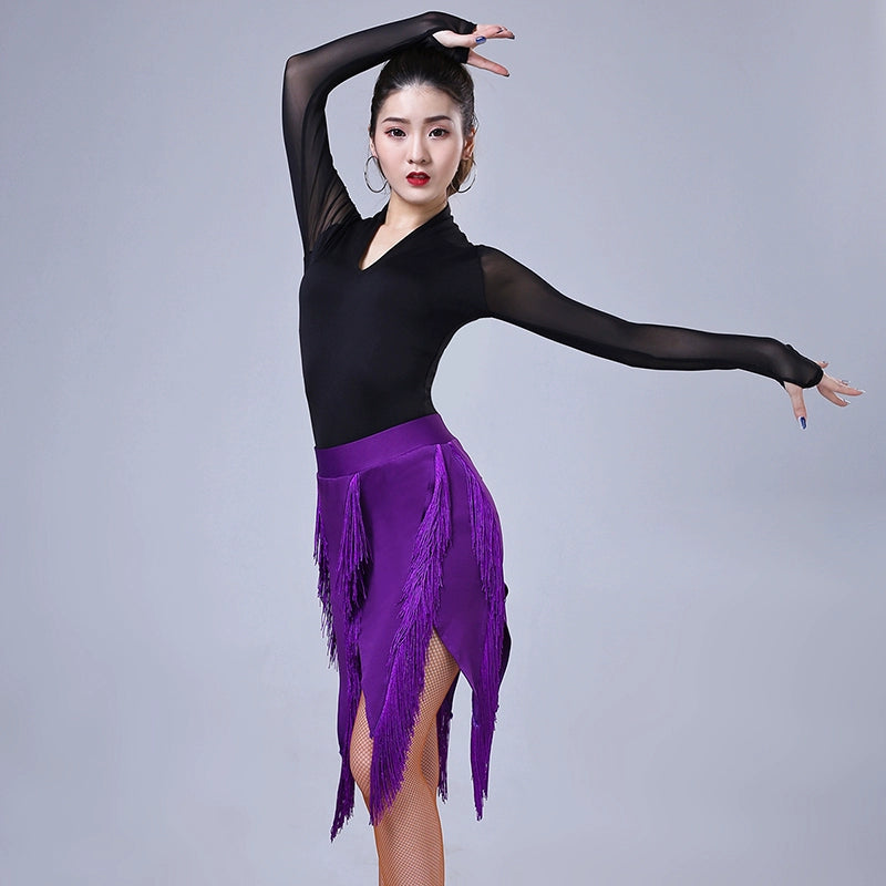 Latin fringe skirt ins suit adult training suit - Moderndancedress.com
