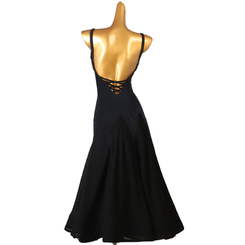 Black diamond tassels competition ballroom dance dresses for women girls High-end tube bead modern waltz tango dance performance clothes - Moderndancedress.com