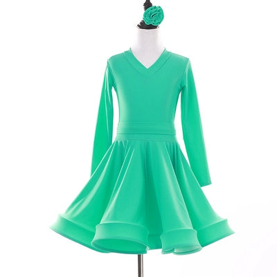 Children's Latin dance clothes training clothes women's professional big skirt Standard Dance Latin competition regulations test clothes - Moderndancedress.com