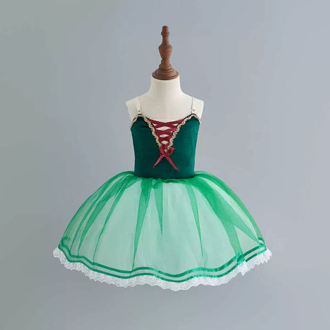 Ballet dance dresses for kids toddlers tutu skirts Red yellow green ballerina ballet performance pancake costumes for children - Moderndancedress.com