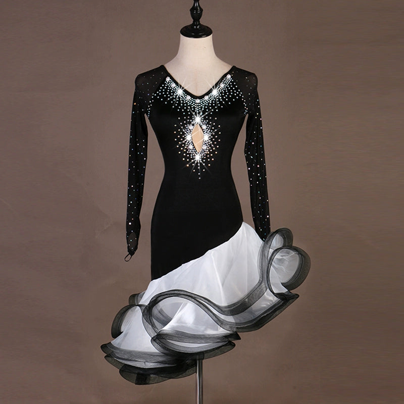 Latin Dance Dresses Modern Dance Skirt Waltz Ballroom Waltz Group Dance Skirt - Moderndancedress.com