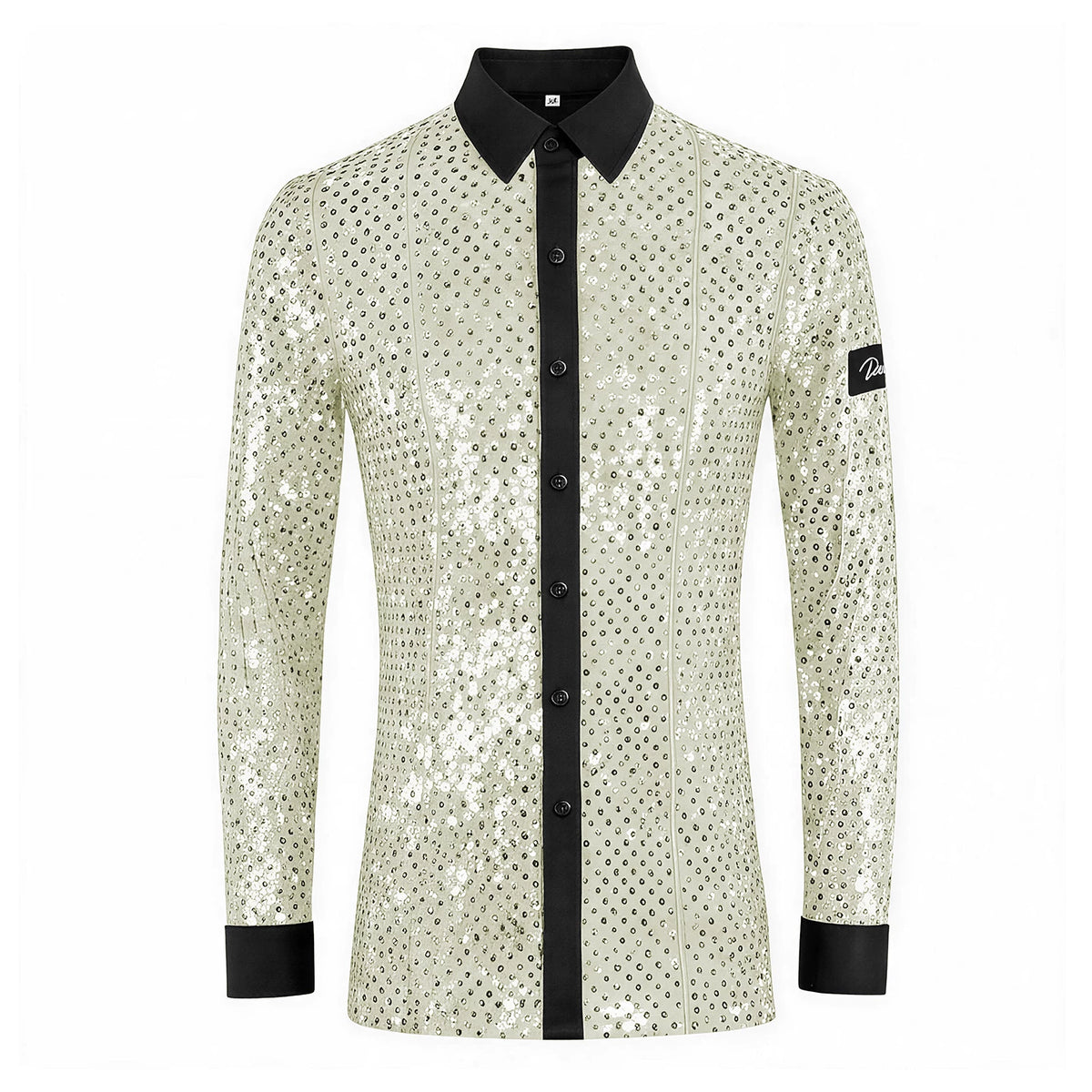 Men's Colorful Latin Ballroom Dance Shirts Elastic Sequin Velvet Waltz Tango Disco Performance Top