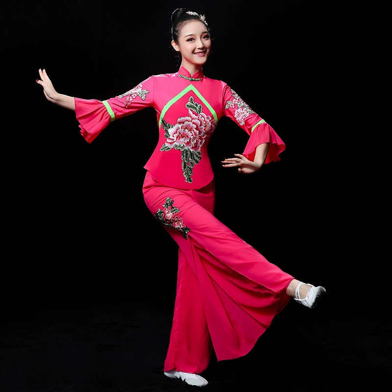 Chinese Folk Dance Costume Yangko costume performance costume square Fan Dance Costume Suit classical waist drum dress for adult women