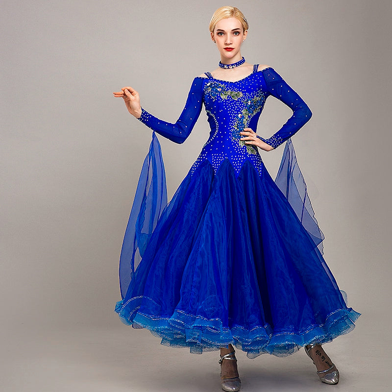 Competition Ballroom dance dress for women girls national standard dance waltz tango foxtrot smooth social dance performance gown for female - Moderndancedress.com