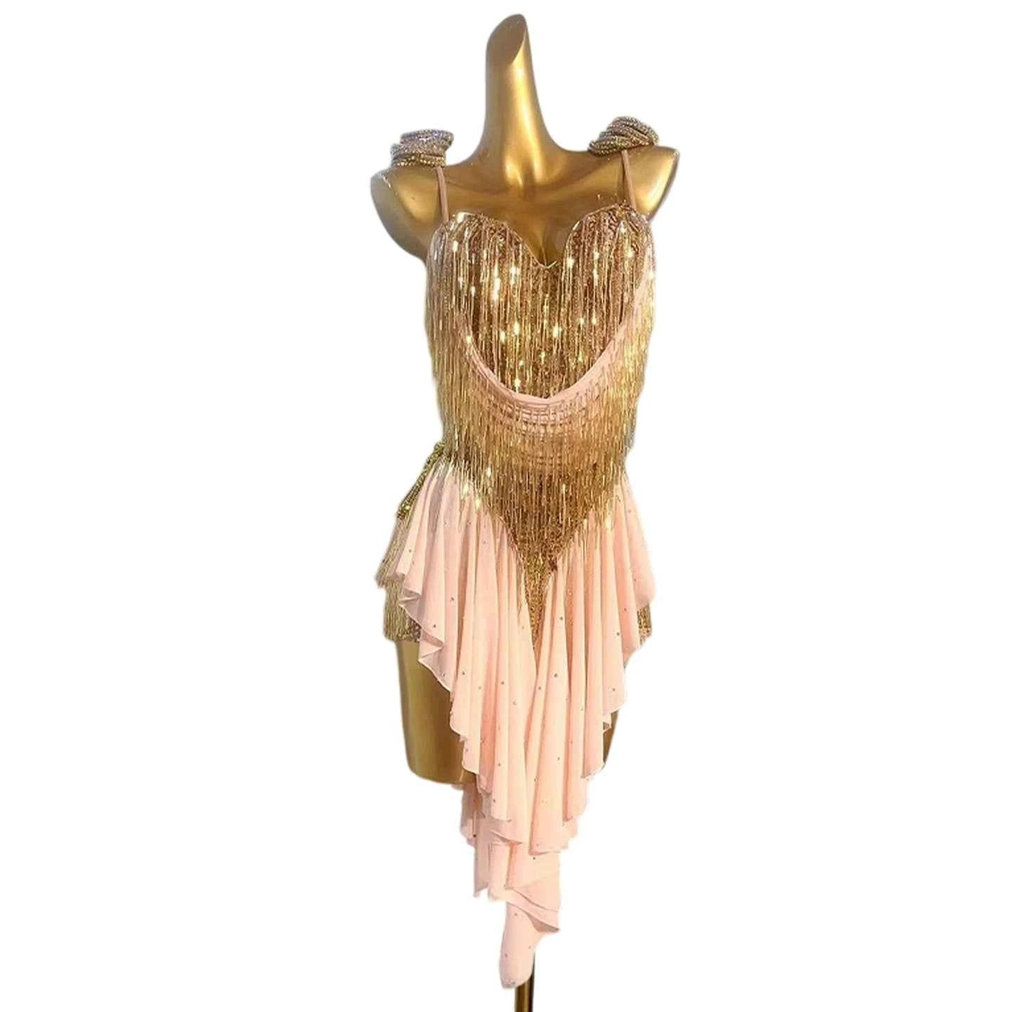 Custom Size Pink Competition Latin Dance Dresses Salsa Chacha Performance Latin Dance Costumes