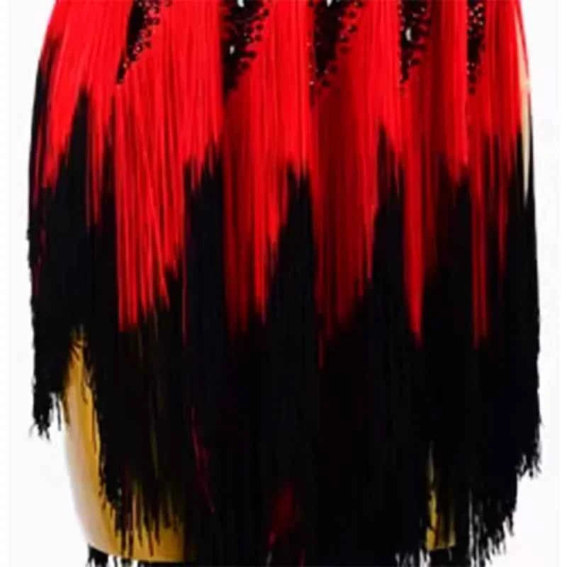 Professional Latin Dance Dress with Gradient Tassel for Rumba and Samba Performance - Moderndancedress.com