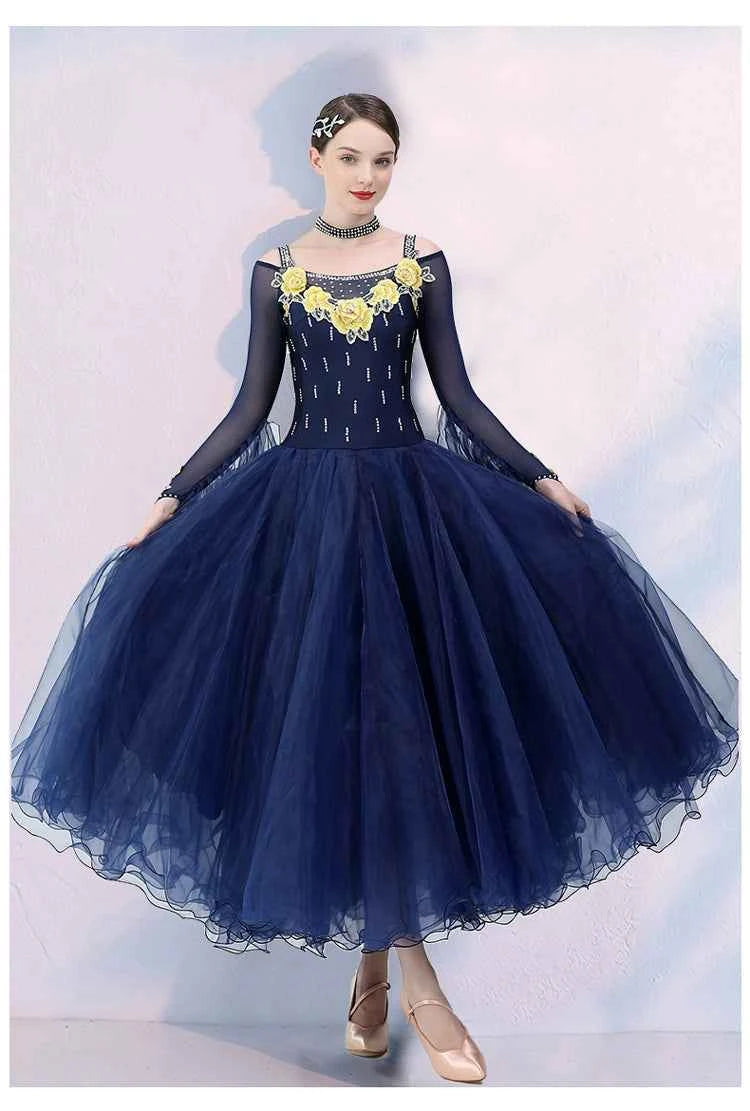 ballroom party dresses Amazon.com: YUMEIREN Ballroom Competition Dresses Women Performance Party Waltz Dance Clothes Long Sleeve Smooth Modern Dance Dress(Navy Blue,S) : Clothing, Shoes & Jewelry