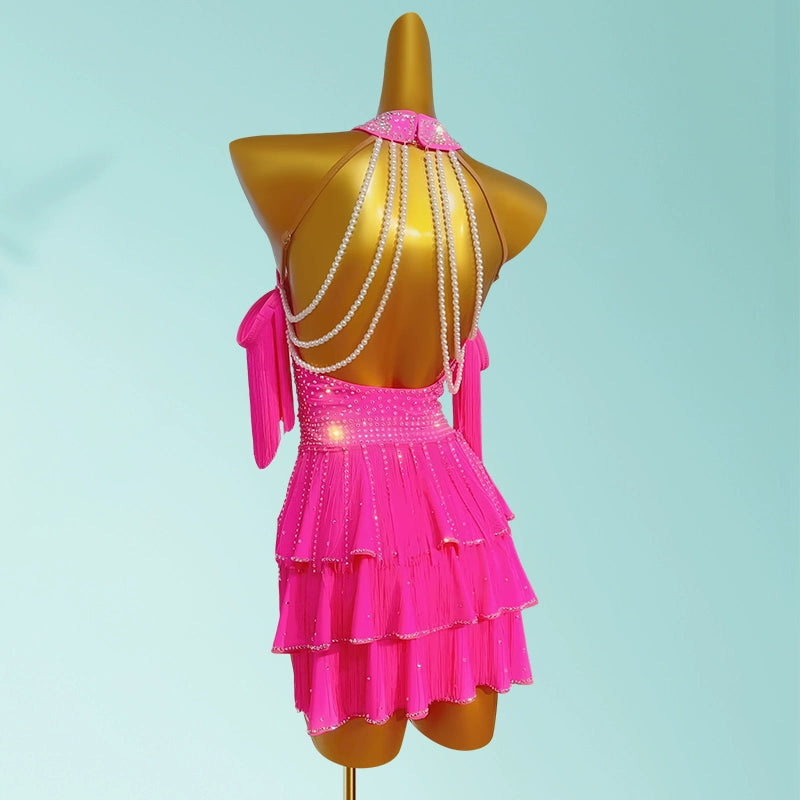 Custom Size Hot Pink Fringe Sparkling Latin Dance Dresses for Women Girls Kids Professional Competition Salsa Rumba Chacha Performance Costumes Moderndancedress.com Custom Size Hot Pink Fringe Sparkling Latin Dance Dresses for Women Girls Kids Professional Competition Salsa Rumba Chacha Performance Costumes Moderndancedress.com