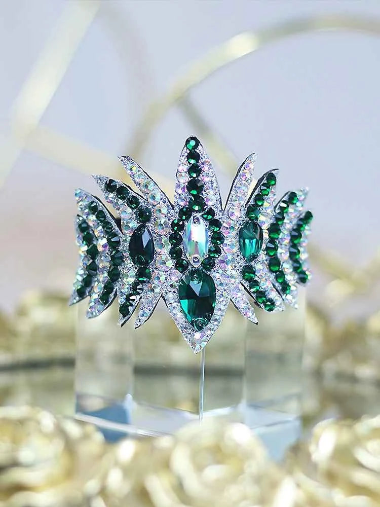 Rhinestone Artistic Gymnastics Diamond Head Piece for Kids Latin Ballroom Figure Skating Competition Ball Head Crown Hair Accessories